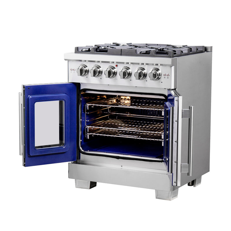 Load image into Gallery viewer, Forno Capriasca 30-Inch Freestanding French Door Gas Range, 4 Burners, Convection Oven, Energy Efficient