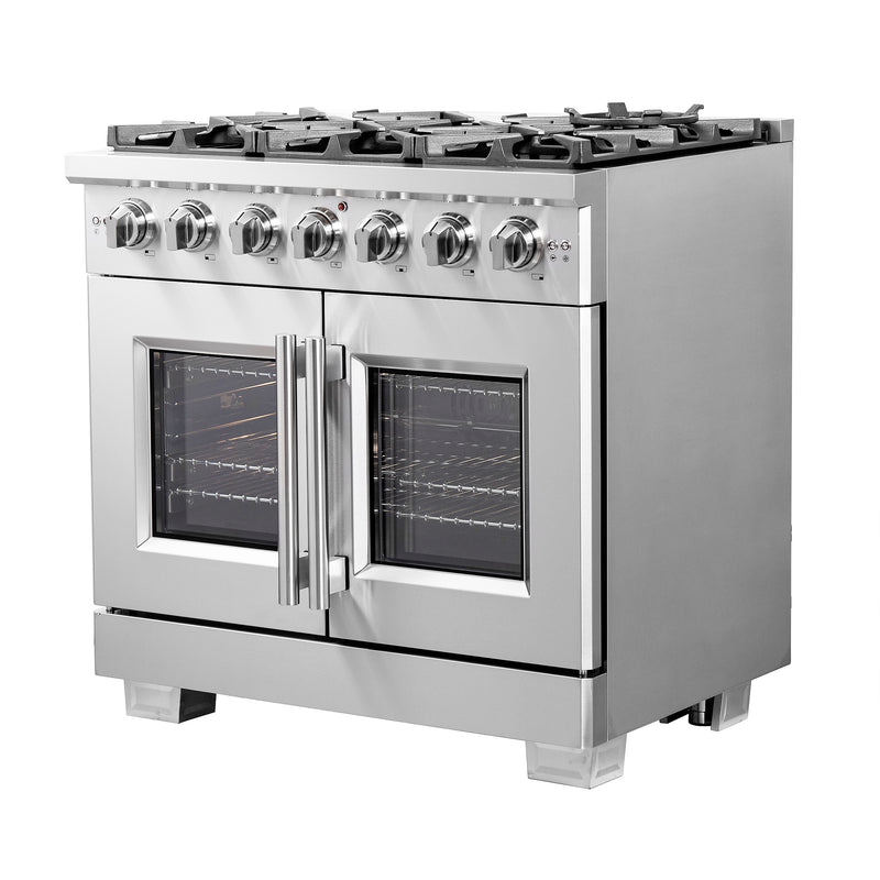 Load image into Gallery viewer, Forno Capriasca 36-Inch, Stainless Steel Freestanding French Door Gas Range with 6 Burners - FFSGS6460-36