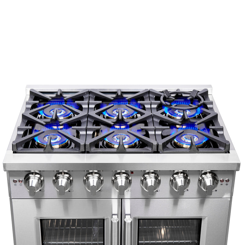 Load image into Gallery viewer, Forno Capriasca 36-Inch, Stainless Steel Freestanding French Door Gas Range with 6 Burners - FFSGS6460-36