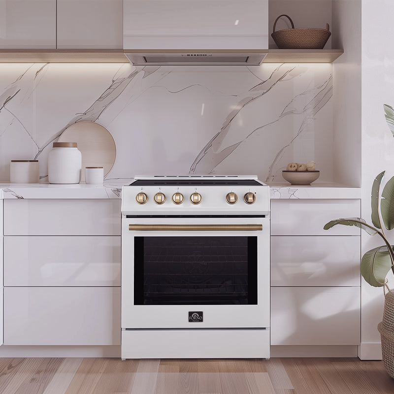 Load image into Gallery viewer, Forno Leonardo Espresso 30-Inch, White Slide-In Induction Range - FFSIN0982-30WHT