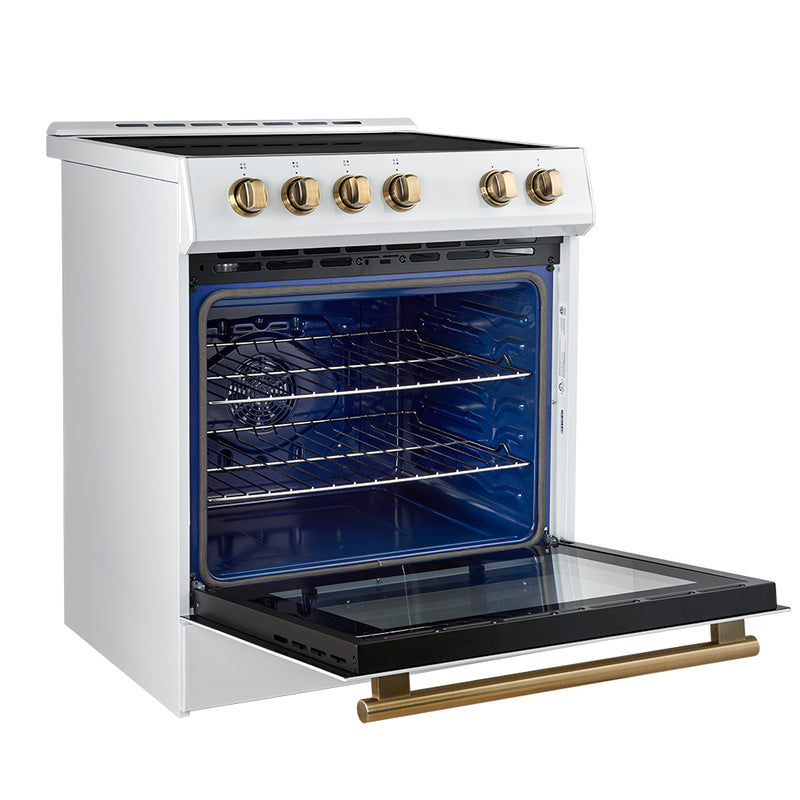 Load image into Gallery viewer, Forno Leonardo Espresso 30-Inch, White Slide-In Induction Range - FFSIN0982-30WHT