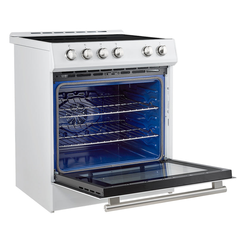 Load image into Gallery viewer, Forno Leonardo Espresso 30-Inch Slide-In White Induction Range, Convection Oven, 5 Cooking Zones, Touch Control Panel