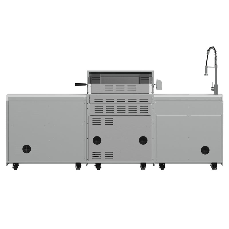 Load image into Gallery viewer, Forno Bulnes 30-Inch, Stainless Steel Outdoor Kitchen BBQ, 60,000 BTU, 3 Burners with Sear & Rotisserie Infrared Burners with Beverage Center & White Sintered Stone Countertops - FODKT2506WHT
