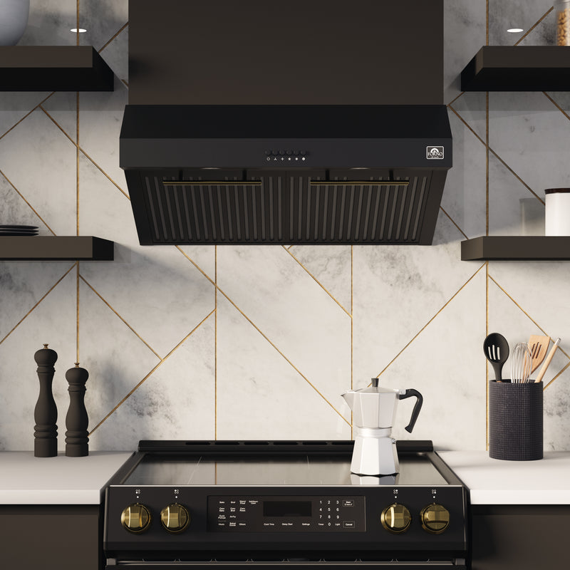 Load image into Gallery viewer, Forno Bari Espresso 30-Inch, Black Under Cabinet Range Hood - FRHUC5255-30BLK