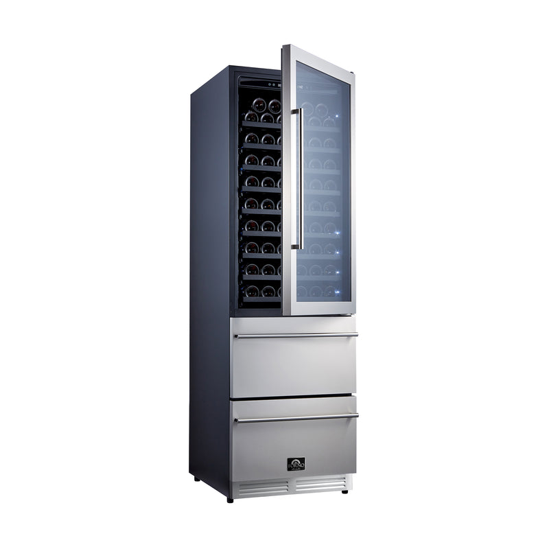 Load image into Gallery viewer, Forno Azienda 24-Inch, Stainless Steel Dual Temperature Zone Wine Cooler, Up to 108 Bottles - FWCDR6628-24S