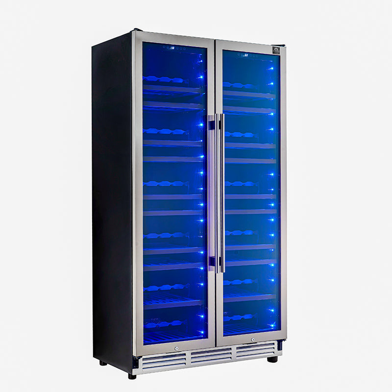 Load image into Gallery viewer, Forno Vernazza 40-Inch Side-by-Side Dual Zone Wine Cellar, 25.07 cu.ft Capacity, Stainless Steel, Temperature Control, UV-Protected Glass Door, Wooden Shelves