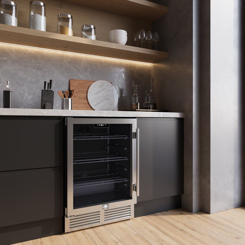 Load image into Gallery viewer, Forno Frescolino 24 Inch, Stainless Steel Built-In or Freestanding Beverage Cooler, 188 Can Capacity - FWCDR6665-24S