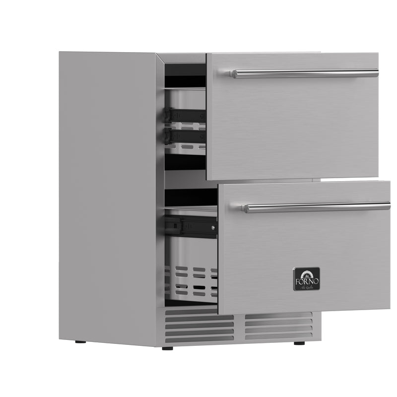 Load image into Gallery viewer, Forno Como 24-Inch Indoor Outdoor Drawer Refrigerator, 4.87 cu.ft, Stainless Steel Interior, Adjustable Shelves, LED Lighting
