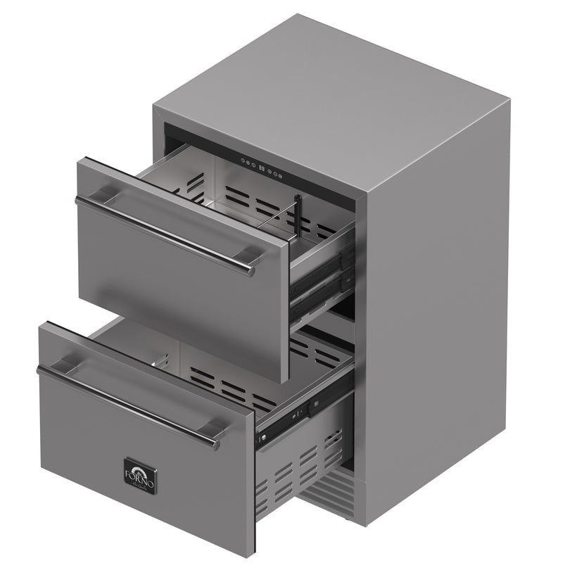 Load image into Gallery viewer, Forno Como 24-Inch Indoor Outdoor Drawer Refrigerator, 4.87 cu.ft, Stainless Steel Interior, Adjustable Shelves, LED Lighting