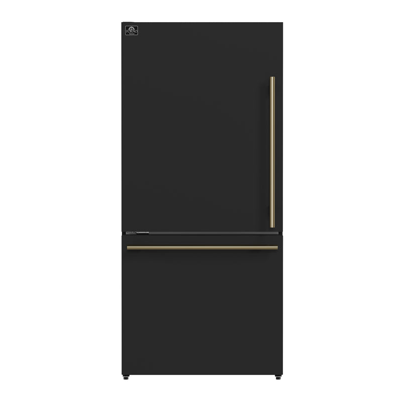 Load image into Gallery viewer, Forno Milano Espresso 31-Inch Black Bottom Freezer Refrigerator, 17.2 Cu. Ft., Energy-Efficient, No Frost, Built-In Ice Maker