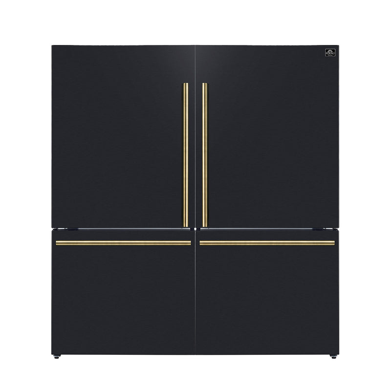 Load image into Gallery viewer, Forno Milano 2-Piece 62-Inch, Black Freestanding Dual Bottom Freezer Refrigerator - FFFFD1787-60BLK