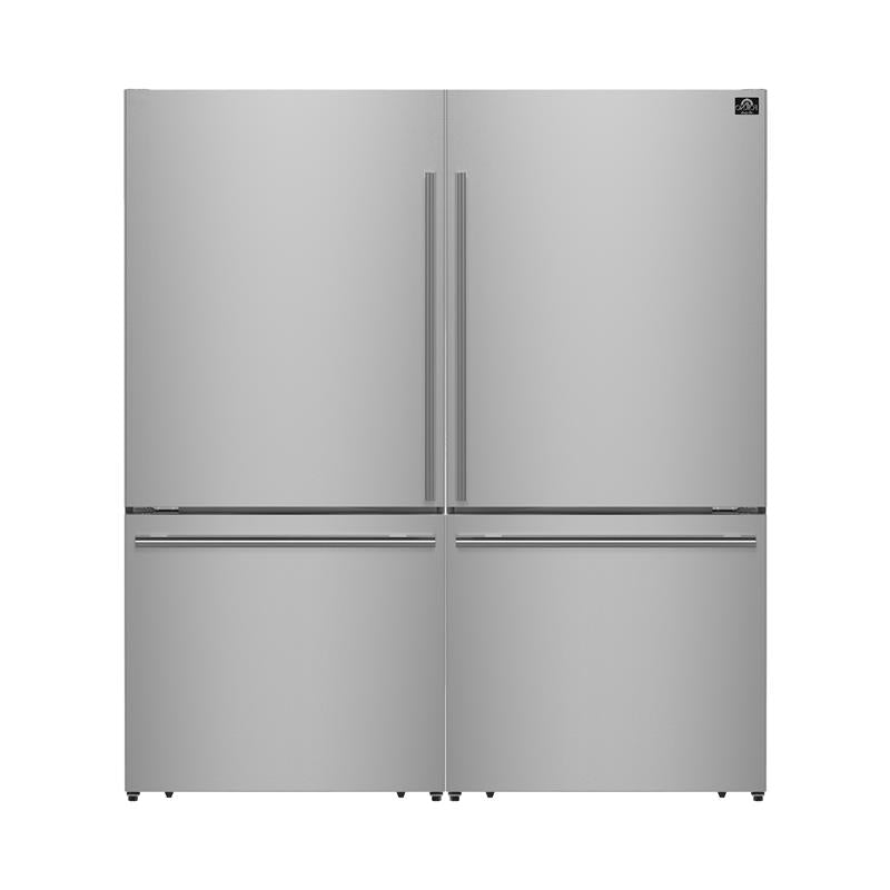 Load image into Gallery viewer, Forno Milano 2-Piece 62-Inch, Stainless Steel Freestanding Dual Bottom Freezer Refrigerator - FFFFD1787-60S