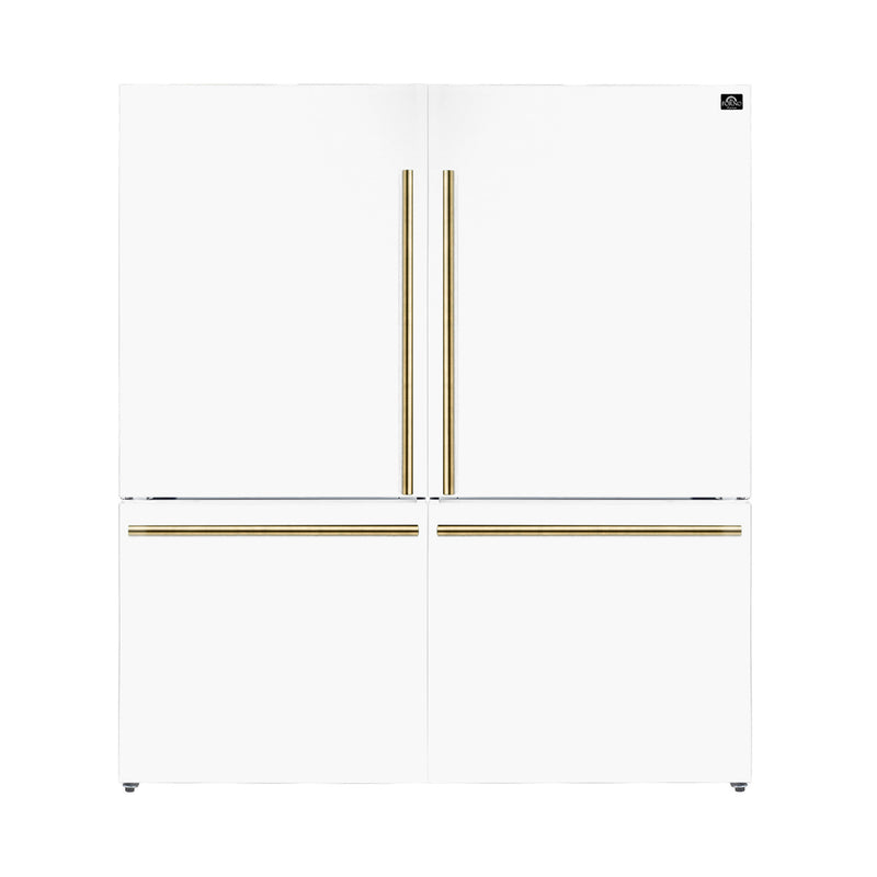 Load image into Gallery viewer, Forno Milano 2-Piece 62-Inch, White Freestanding Dual Bottom Freezer Refrigerator - FFFFD1787-60WHT