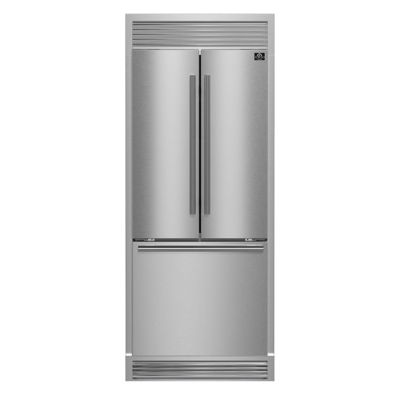 Load image into Gallery viewer, Forno Gallipoli 30-Inch French Door Refrigerator, 17.5 cu.ft Capacity, Decorative Grill, 34-Inch Width, Stainless Steel, No Frost Technology, Energy Efficient