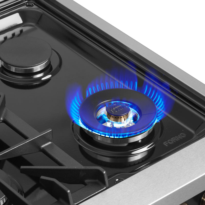 Load image into Gallery viewer, Forno Galiano 36-inch French Door Gas Range Black and Antique Brass Design, 6 Sealed Burners 83,000 BTU, 5.36 cu.ft. Convection Oven