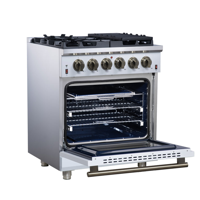 Load image into Gallery viewer, Forno Massimo 30-Inch, White Freestanding Gas Range with 5 Burners - FFSGS6239-30WHT