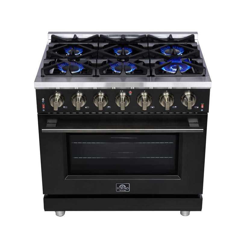 Load image into Gallery viewer, Forno Massimo 36-Inch, Black Freestanding Gas Range with 6 Sealed Burners - FFSGS6239-36BLK