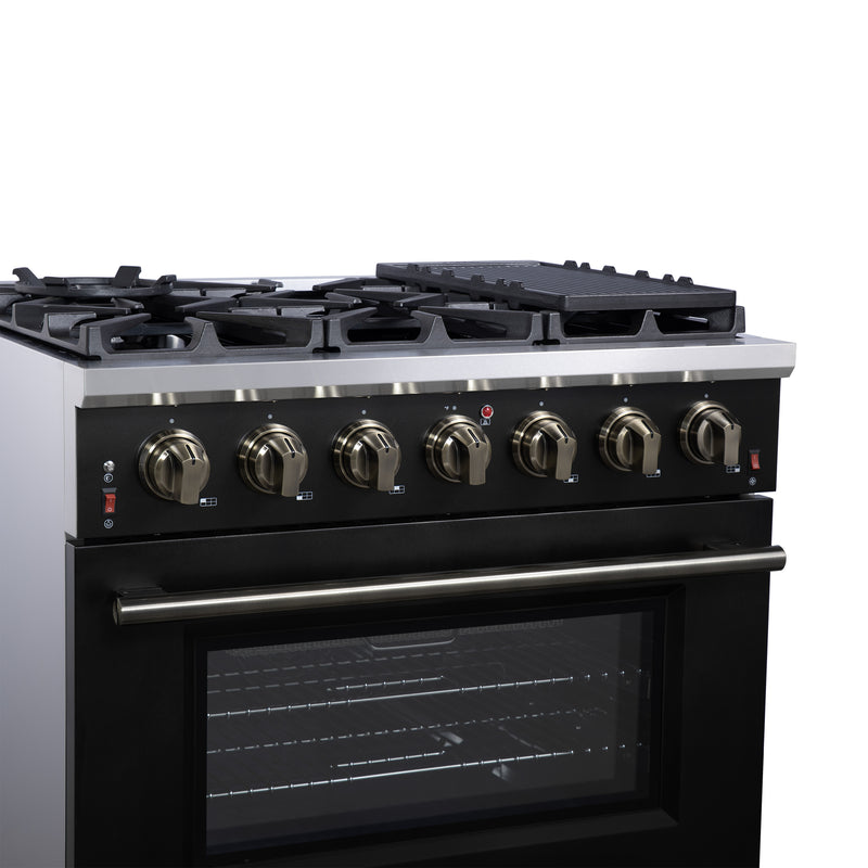 Load image into Gallery viewer, Forno Massimo 36-Inch, Black Freestanding Gas Range with 6 Sealed Burners - FFSGS6239-36BLK