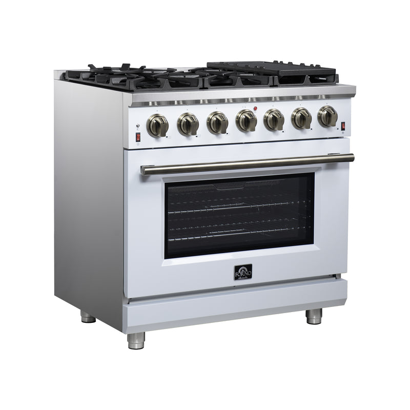 Load image into Gallery viewer, Forno Massimo 36-Inch, White Freestanding Gas Range with 6 Sealed Burners - FFSGS6239-36WHT