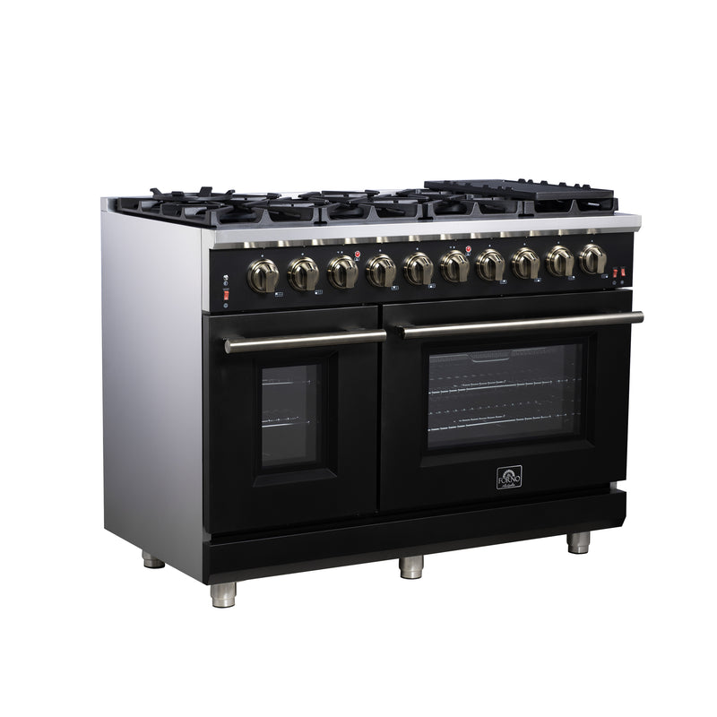 Load image into Gallery viewer, Forno Massimo 48-Inch, Black Freestanding Gas Range with 8 Burners - FFSGS6239-48BLK