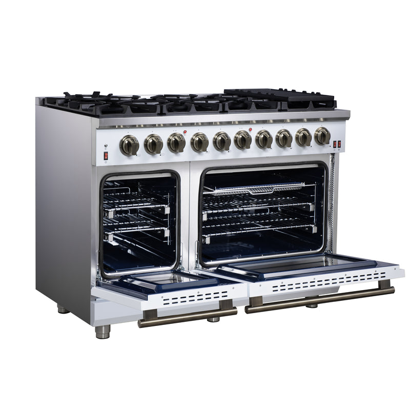 Load image into Gallery viewer, Forno Massimo 48-Inch, White Freestanding Gas Range with 8 Burners - FFSGS6239-48WHT