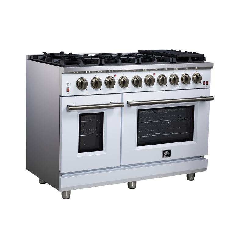 Load image into Gallery viewer, Forno Massimo 48-Inch, White Freestanding Gas Range with 8 Burners - FFSGS6239-48WHT