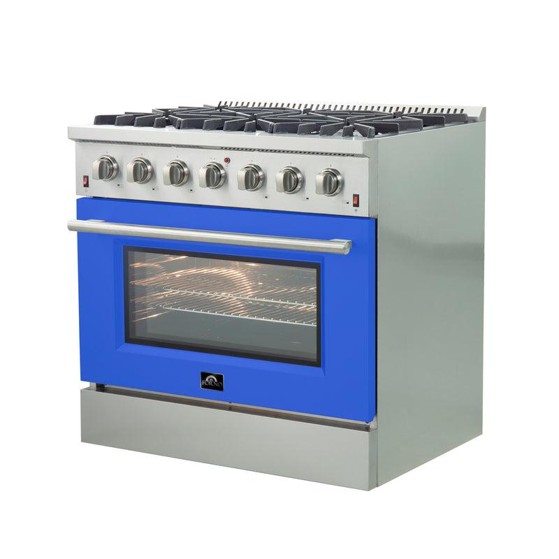 Load image into Gallery viewer, Forno Galiano 36-Inch, Blue Freestanding Gas Range with 6 Burners - FFSGS6244-36BLU