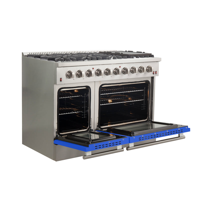 Load image into Gallery viewer, Forno Galiano 48-Inch, Blue Freestanding Gas Range with 8 Burners and Double Ovens & Griddle - FFSGS6244-48BLU