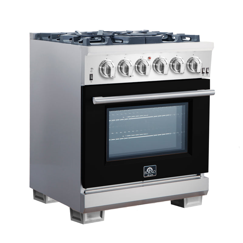Load image into Gallery viewer, Forno Capriasca 30-Inch, Black Freestanding Gas Range with 4 Burners - FFSGS6260-30BLK