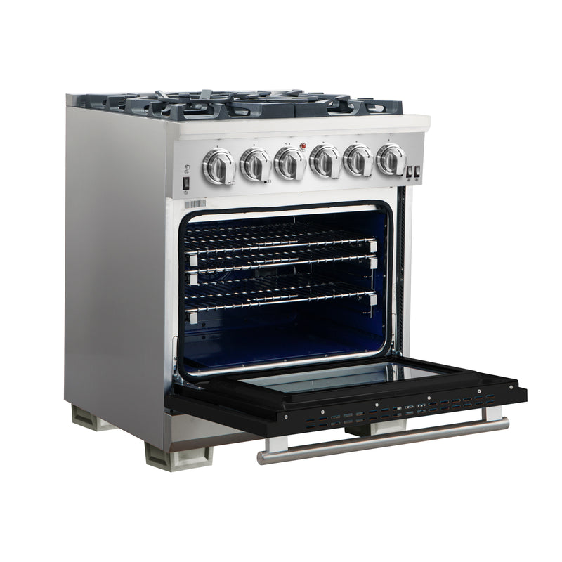 Load image into Gallery viewer, Forno Capriasca 30-Inch, Black Freestanding Gas Range with 4 Burners - FFSGS6260-30BLK