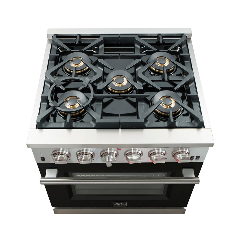 Load image into Gallery viewer, Forno Capriasca 30-Inch, Black Freestanding Gas Range with 4 Burners - FFSGS6260-30BLK