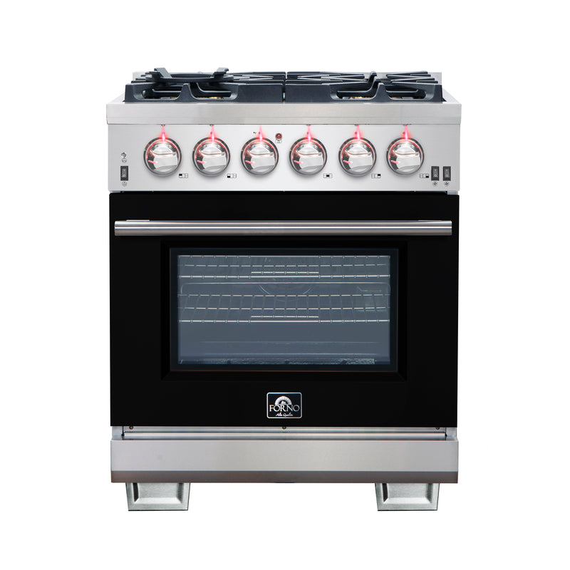 Load image into Gallery viewer, Forno Capriasca 30-Inch, Black Freestanding Gas Range with 4 Burners - FFSGS6260-30BLK