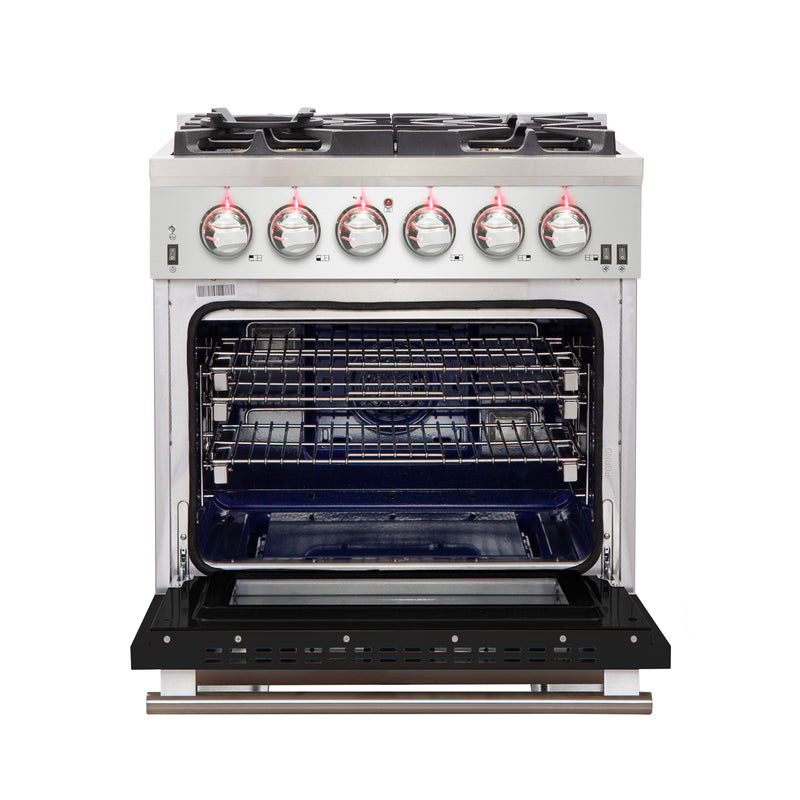 Load image into Gallery viewer, Forno Capriasca 30-Inch, Black Freestanding Gas Range with 4 Burners - FFSGS6260-30BLK