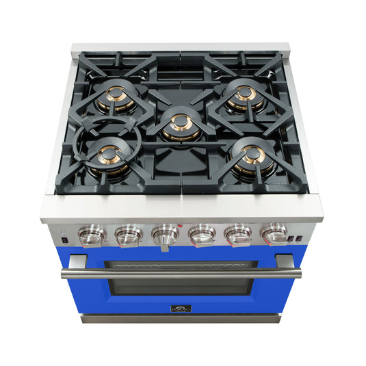 Forno Capriasca 30-Inch Freestanding Gas Range, 4 Burners, True Convection Oven