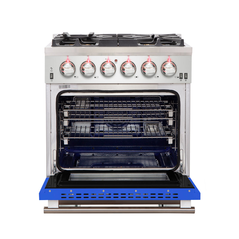 Load image into Gallery viewer, Forno Capriasca 30-Inch, Blue Freestanding Gas Range with 4 Burners - FFSGS6260-30BLU