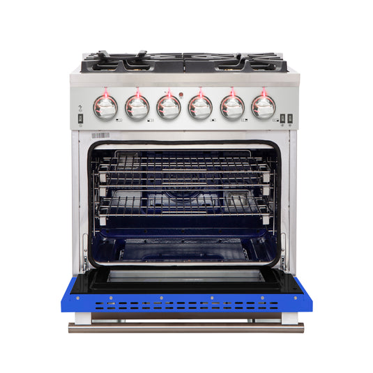 Forno Capriasca 30-Inch Freestanding Gas Range, 4 Burners, True Convection Oven