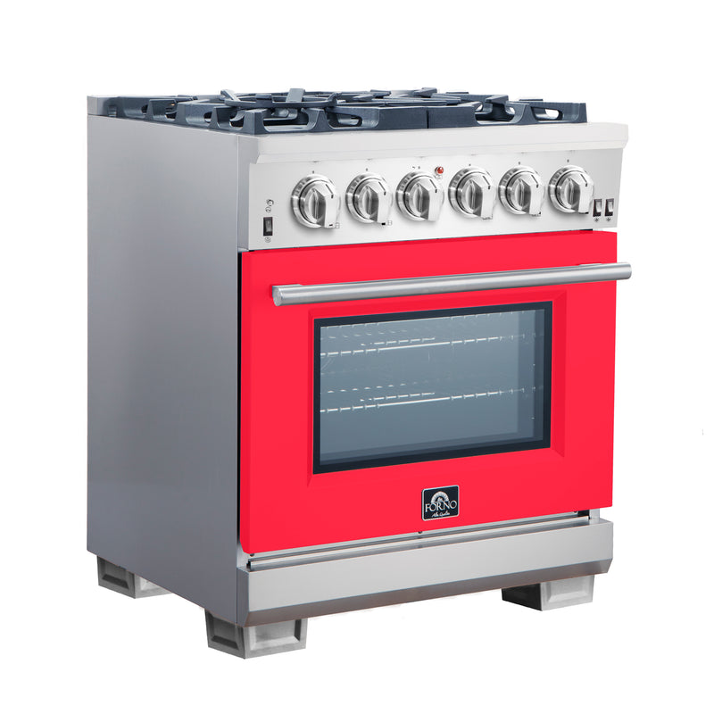 Load image into Gallery viewer, Forno Capriasca 30-Inch, Red Freestanding Gas Range with 4 Burners - FFSGS6260-30RED
