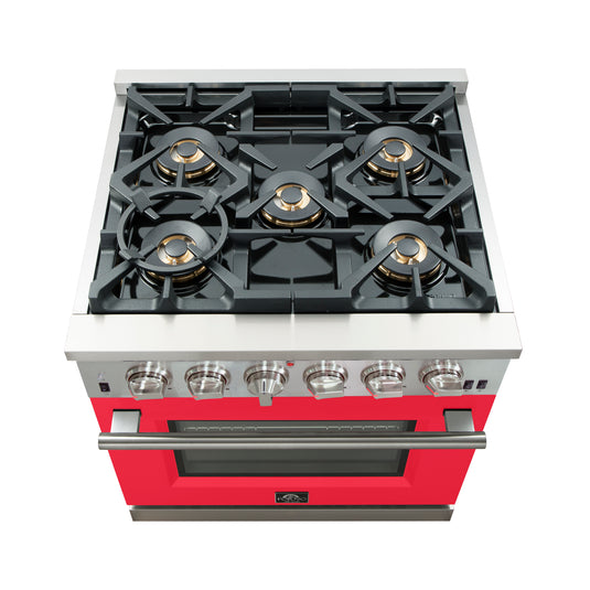 Forno Capriasca 30-Inch Freestanding Gas Range, 4 Burners, True Convection Oven