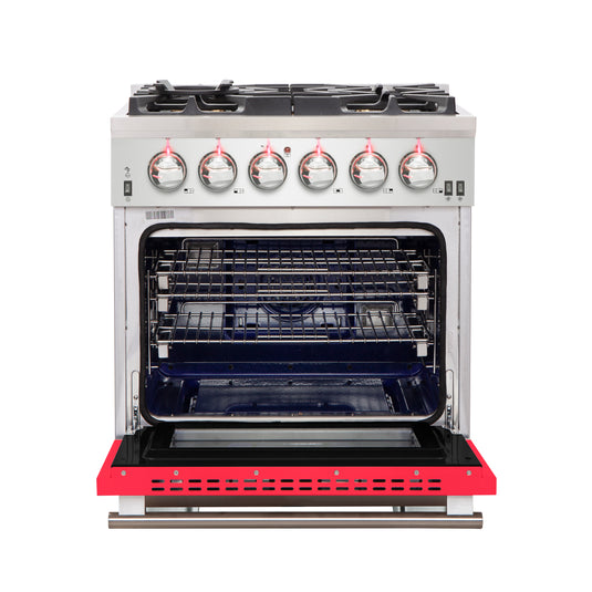Forno Capriasca 30-Inch Freestanding Gas Range, 4 Burners, True Convection Oven