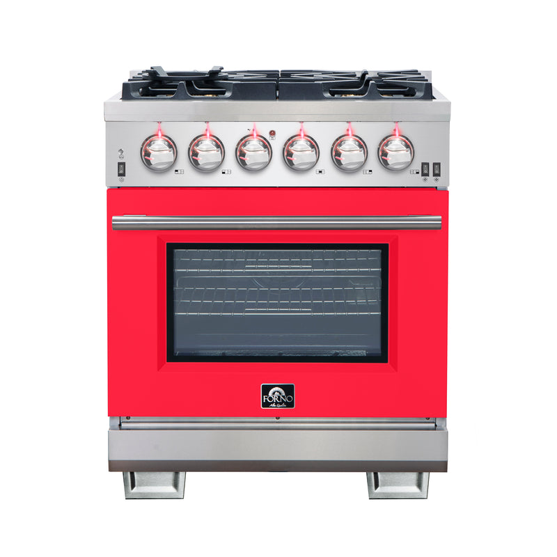 Load image into Gallery viewer, Forno Capriasca 30-Inch, Red Freestanding Gas Range with 4 Burners - FFSGS6260-30RED
