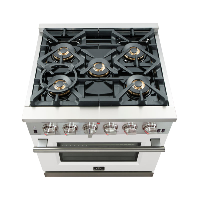 Load image into Gallery viewer, Forno Capriasca 30-Inch, White Freestanding Gas Range with 4 Burners - FFSGS6260-30WHT