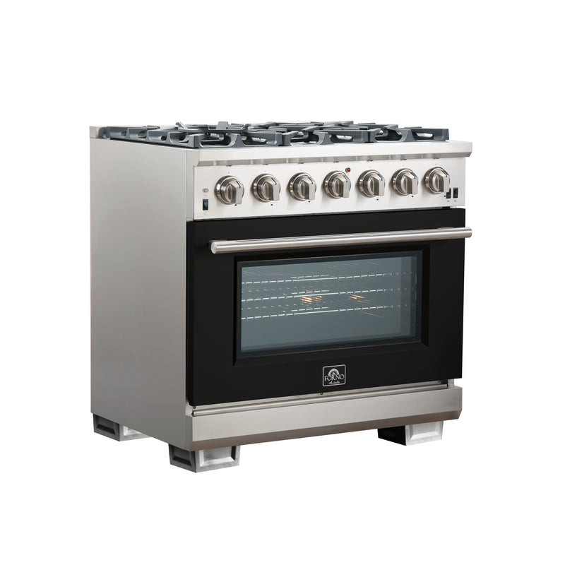 Load image into Gallery viewer, Forno Capriasca 36-Inch, Black Gas Range with 6 Brass Burners - FFSGS6260-36BLK
