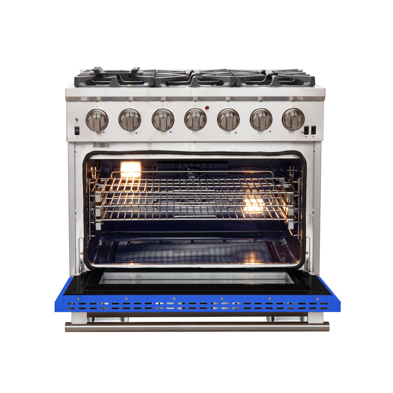 Load image into Gallery viewer, Forno Capriasca 36-Inch, Stainless Steel Gas Range with 6 Brass Burners - FFSGS6260-36BLU