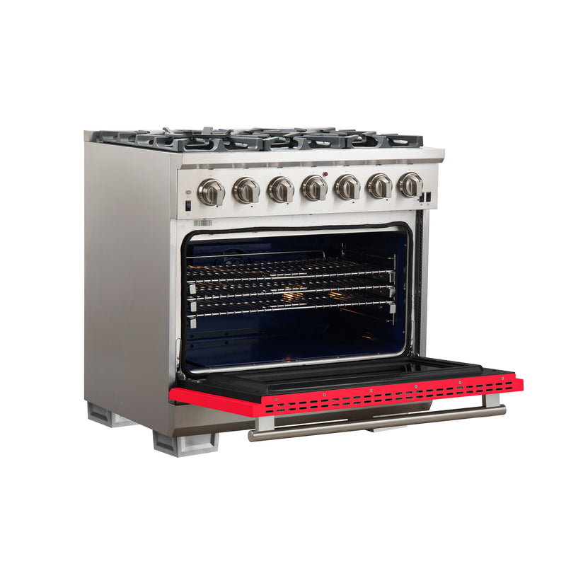 Load image into Gallery viewer, Forno Capriasca 36-Inch, Red Gas Range with 6 Brass Burners - FFSGS6260-36RED