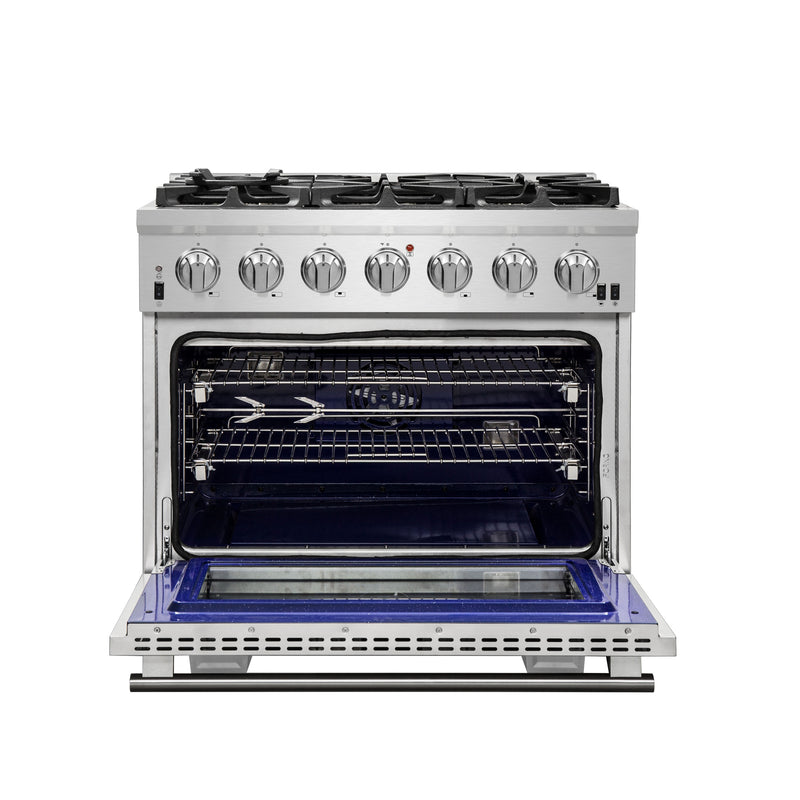 Load image into Gallery viewer, Forno Capriasca 36-Inch Gas Range, Stainless Steel, 6 Brass Burners, 120,000 BTU, Convection Oven, Energy Efficient