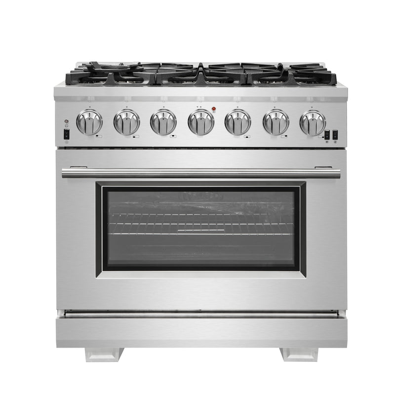 Load image into Gallery viewer, Forno Capriasca 36-Inch Gas Range, Stainless Steel, 6 Brass Burners, 120,000 BTU, Convection Oven, Energy Efficient