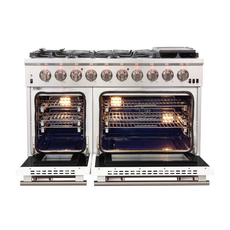 Load image into Gallery viewer, Forno Capriasca 48-inch, White Gas Range with 8 Brass Burners - FFSGS6260-48WHT