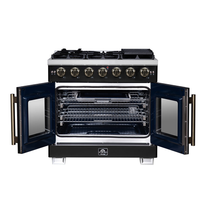 Load image into Gallery viewer, Forno Capriasca 36-Inch, Black Freestanding French Door Gas Range with 6 Burners - FFSGS6460-36BLK