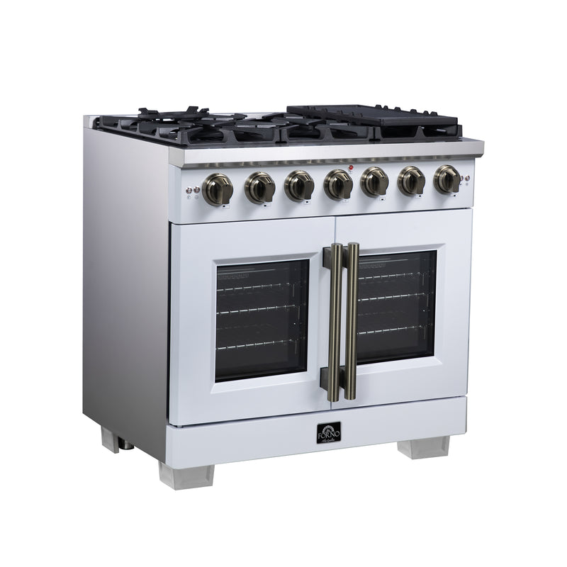 Load image into Gallery viewer, Forno Capriasca 36-Inch, White Freestanding French Door Gas Range with 6 Burners - FFSGS6460-36WHT