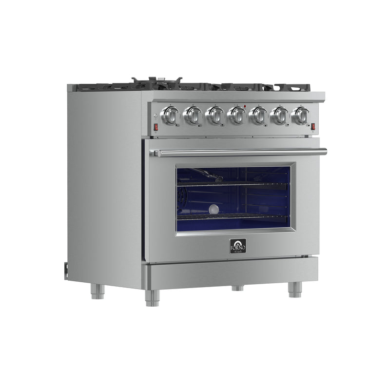 Load image into Gallery viewer, Forno Massimo 36-Inch, Stainless Steel Gas Range with 6 Sealed Burners and Convection Oven - FFSGS6239-36
